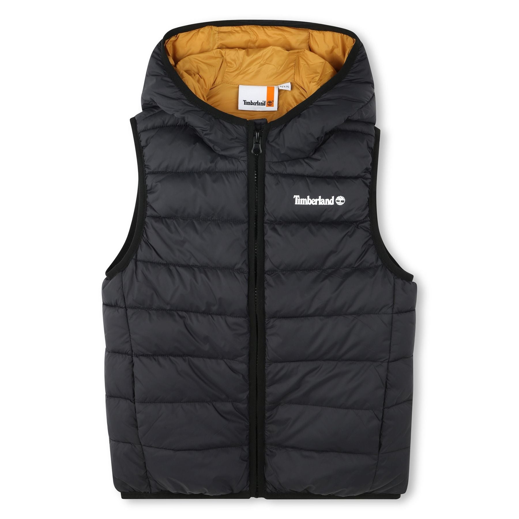 Timberland Black Water-Repellent Vest with Chest Logo Print