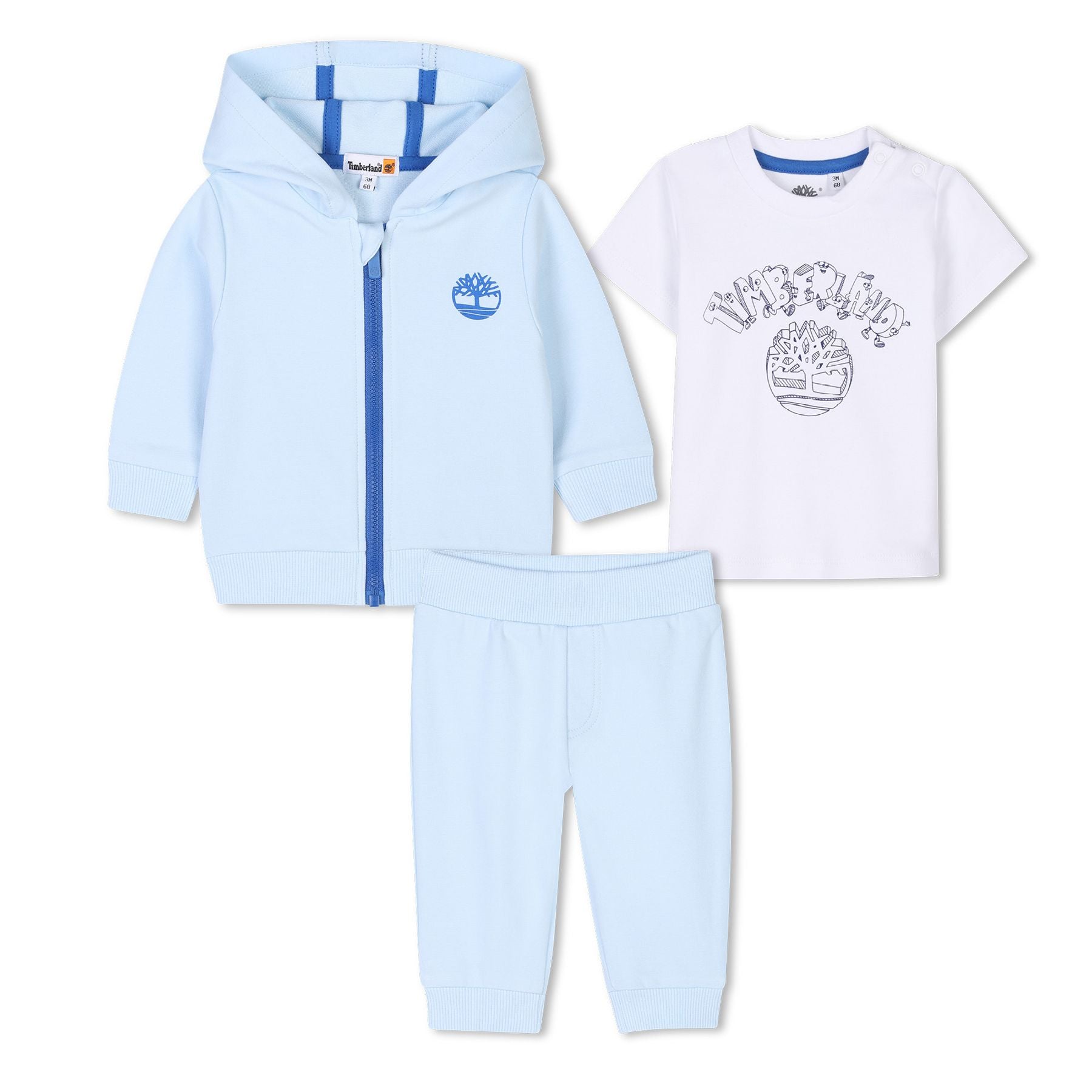 Timberland Sportswear Set with Hooded Cardigan, T-Shirt, and Pants