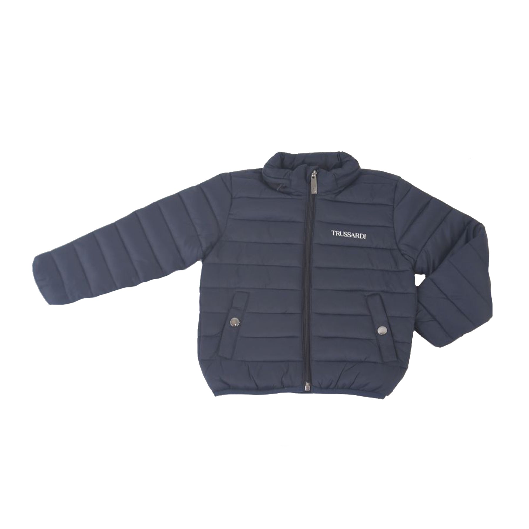 Trussardi Solid Color Down Jacket with Logo Print