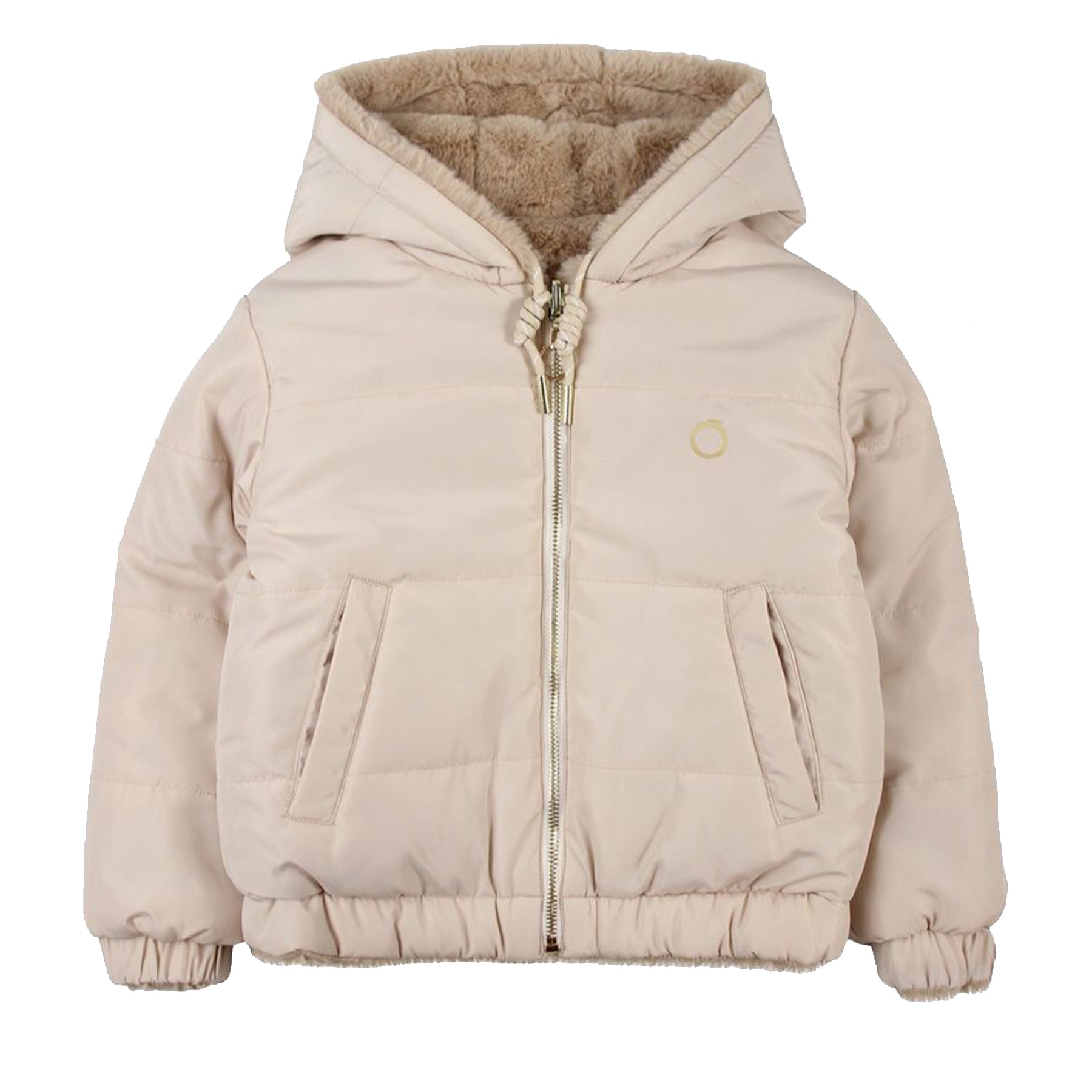 Reversible down jacket with hood