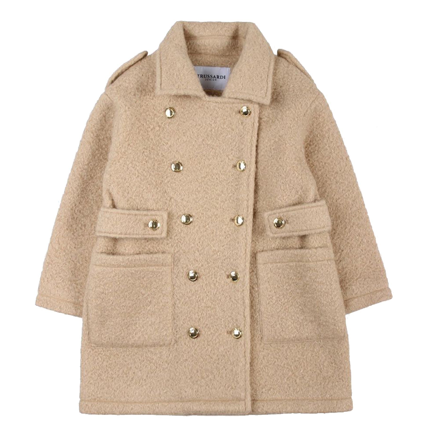 Trussardi Long Coat with Lurex Effect Buttons
