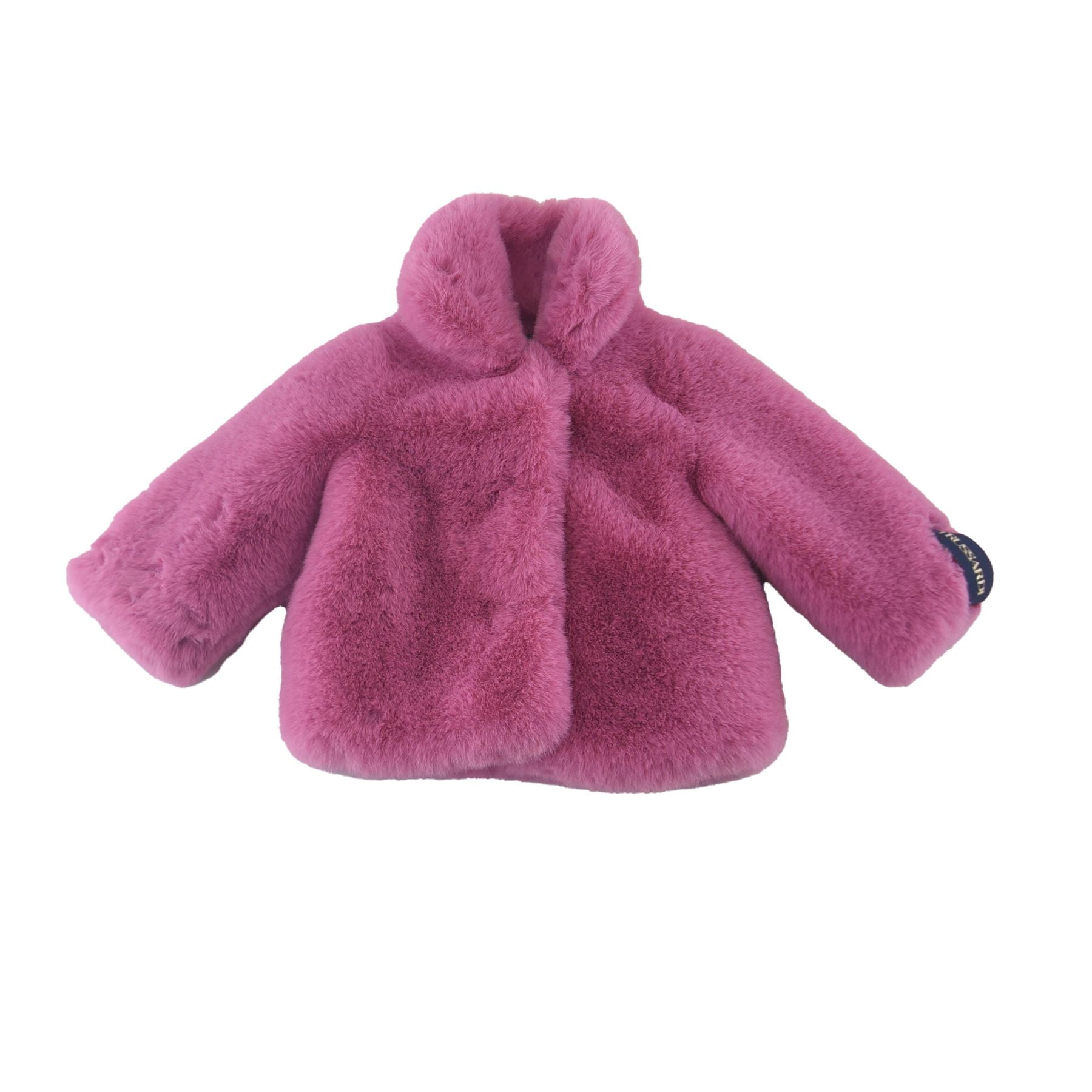 Trussardi Solid Color Fur Coat with Logo