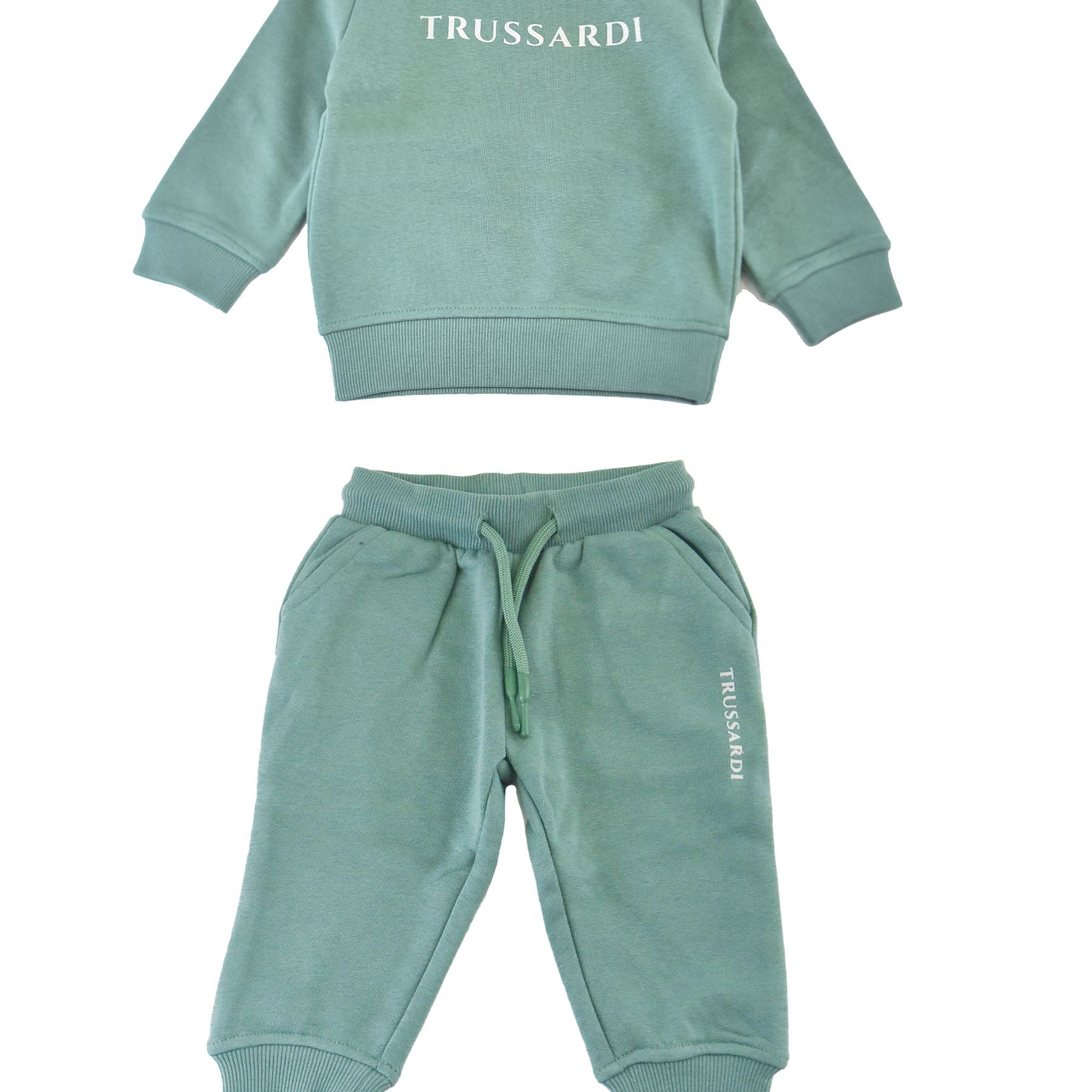 Green crew neck sports suit with trousers
