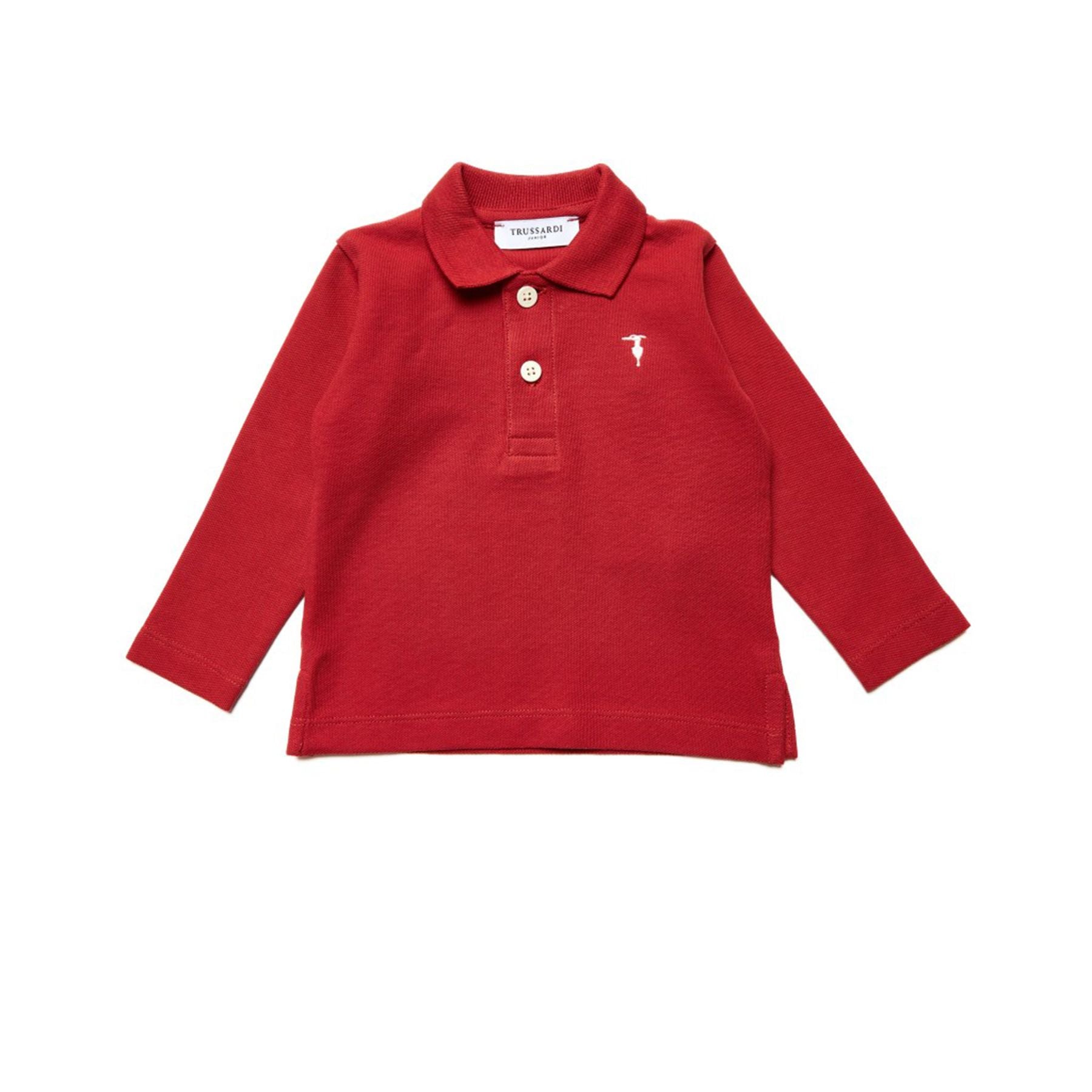 Trussardi Solid Color Embroidered Red Polo Shirt