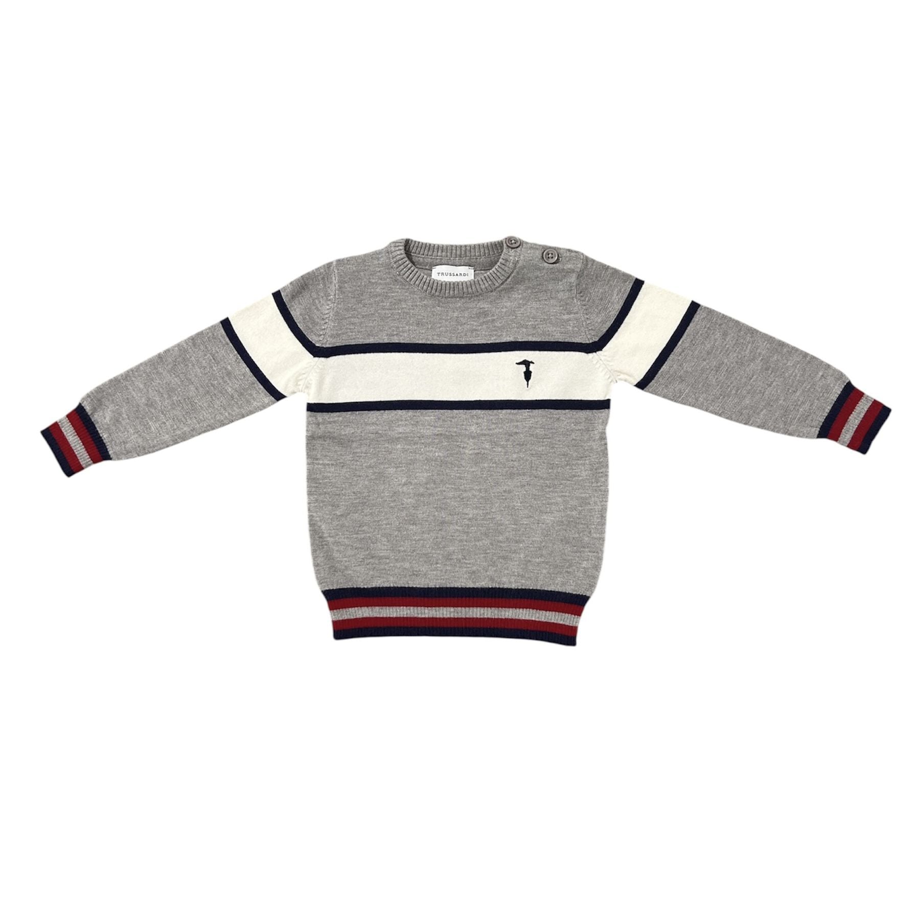 Trussardi Baby Sweater Striped Grey Blue Cream
