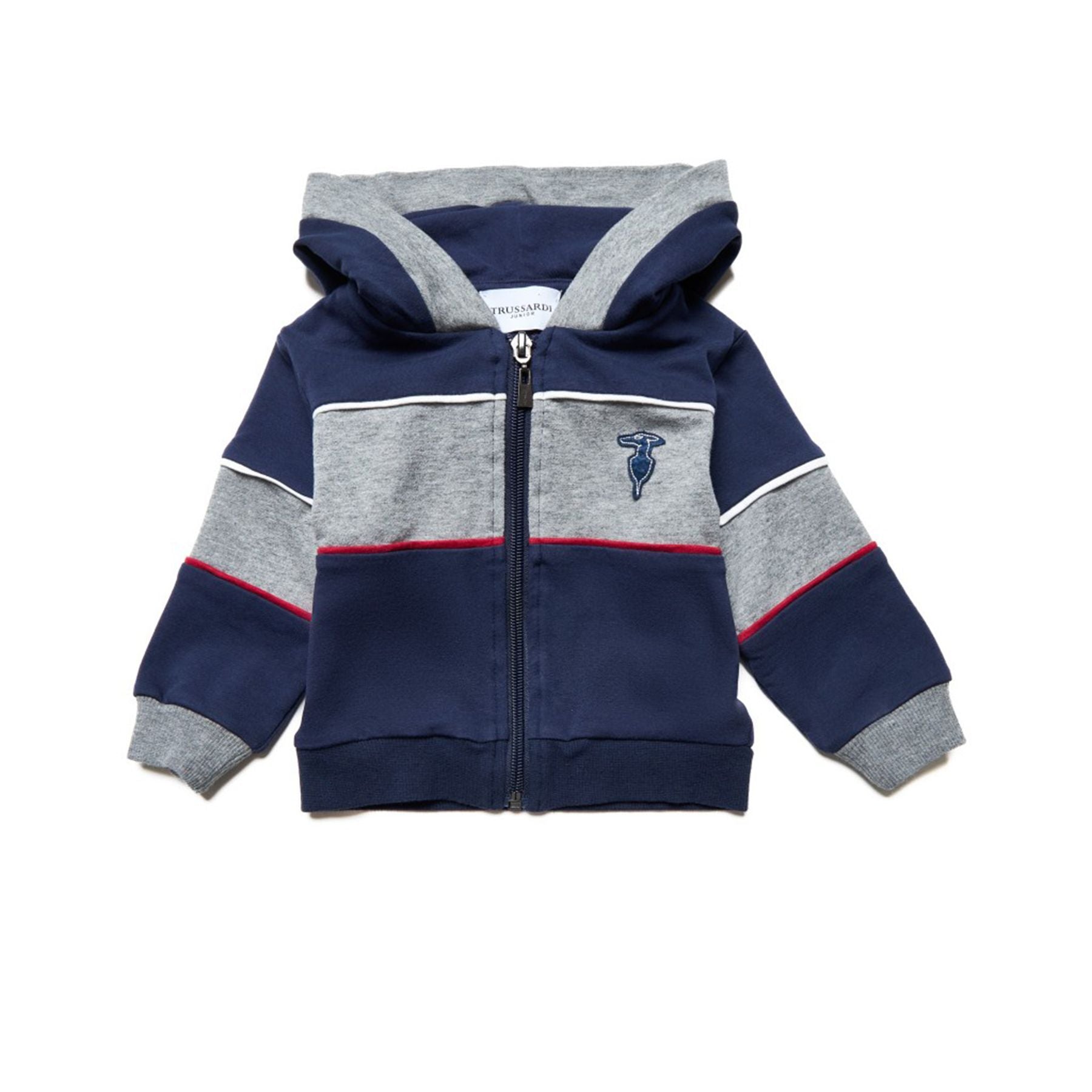 Trussardi Blue and Grey Zip-Up Hoodie