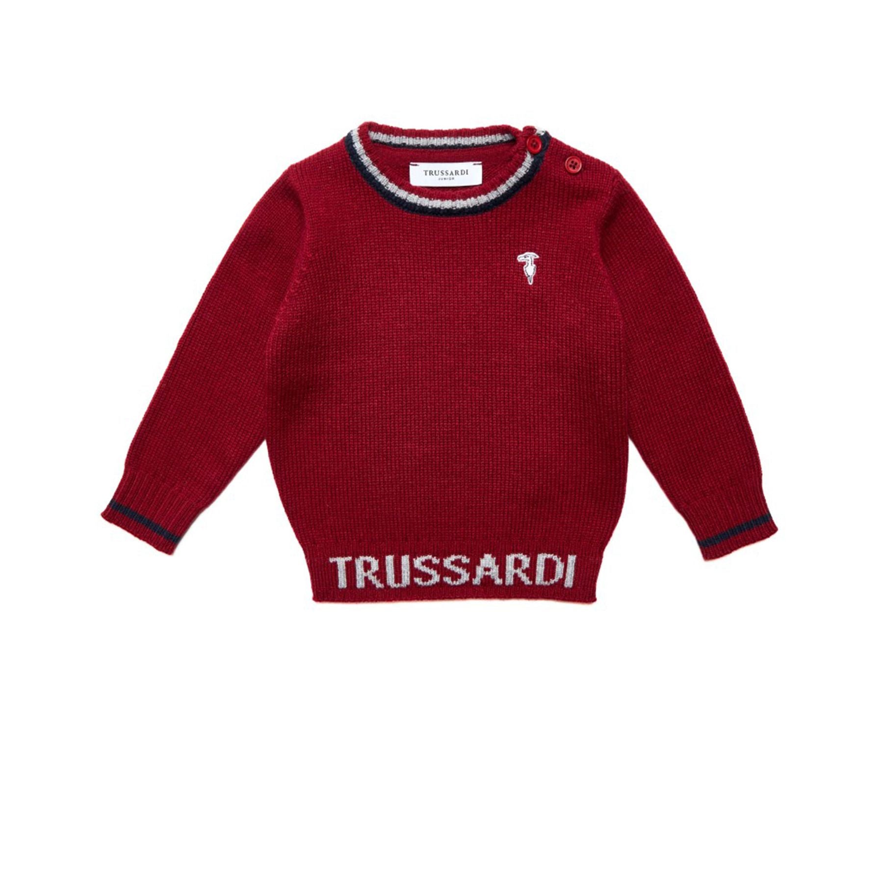 Trussardi Red Crew Neck Sweater in Cashmere Blend
