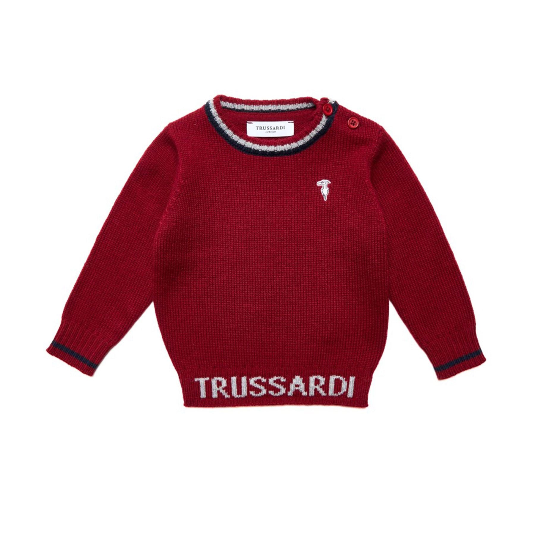 Trussardi Logo Print Baby Sweater, Blue