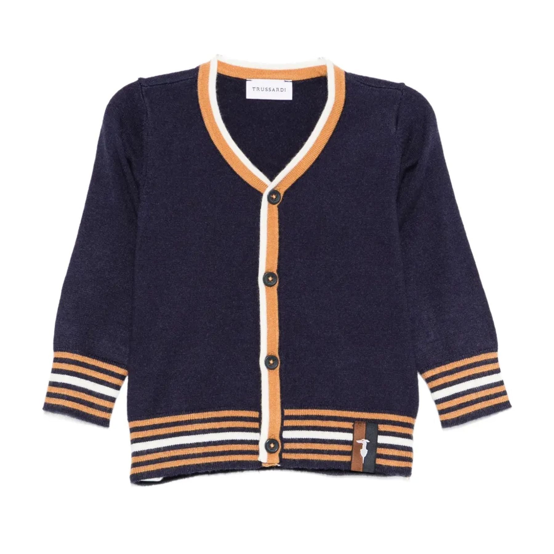 Trussardi Elegant Cream Cardigan Sweater with Two-Tone Trim