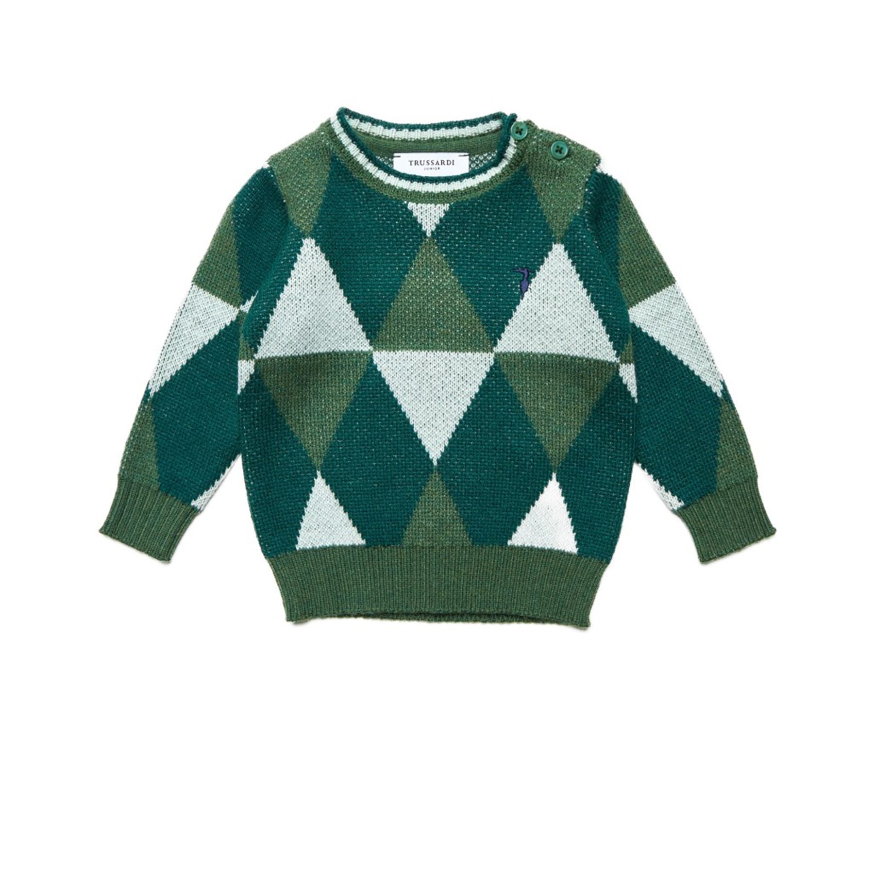Trussardi Green Diamond Crew Neck Sweater