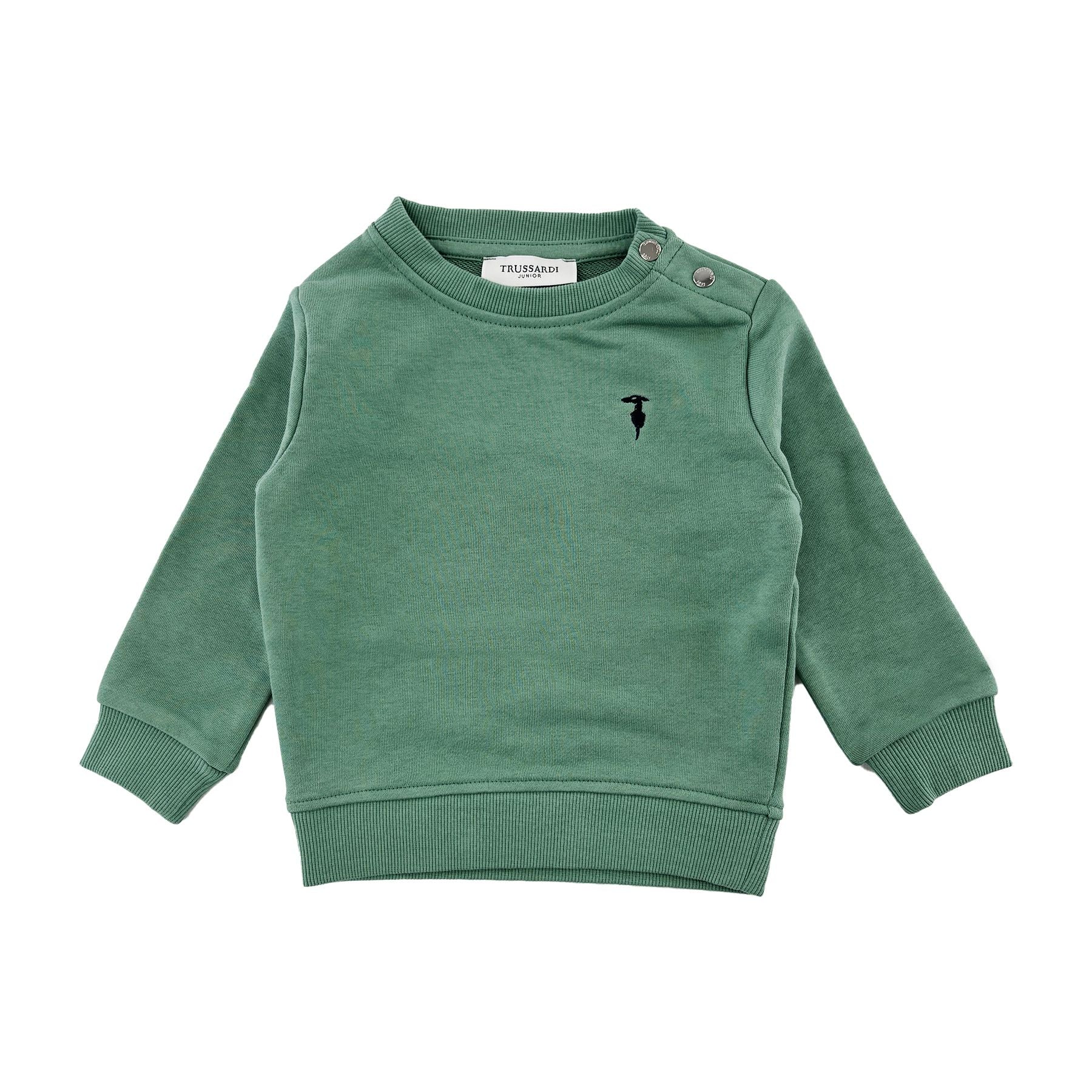 Trussardi Solid Color Crewneck Sweatshirt in Ivory with Embroidery