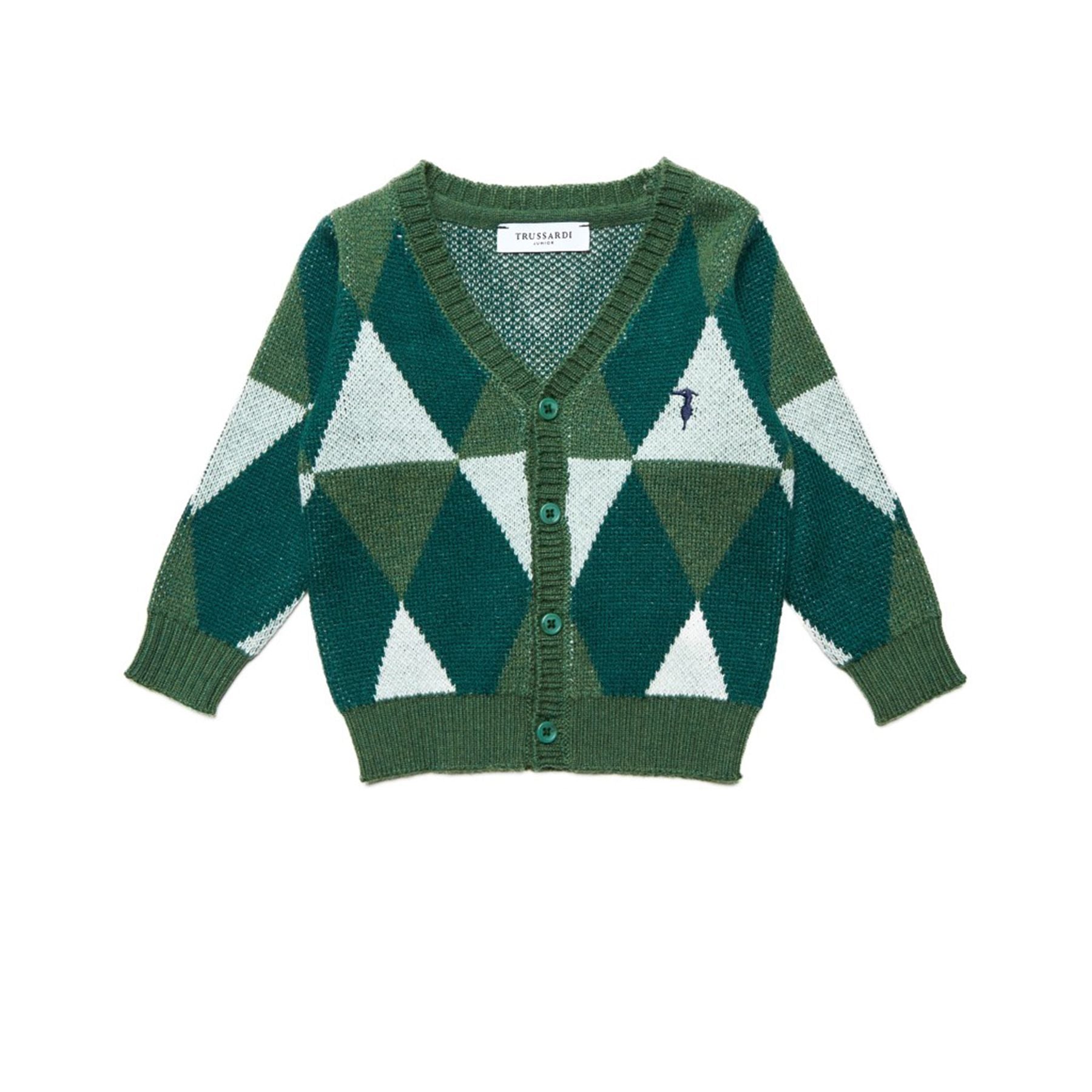 Trussardi Green Diamond Cardigan Sweater