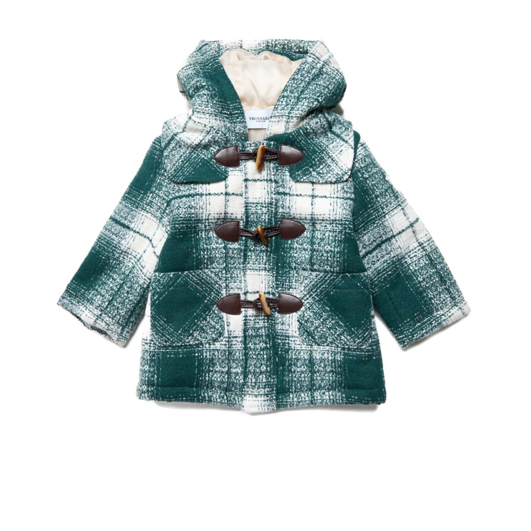 Trussardi Green Checkered Montgomery Coat