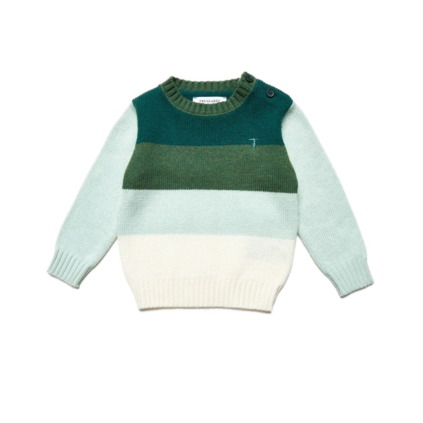 Trussardi Multicolor Striped Baby Sweater with Embroidery