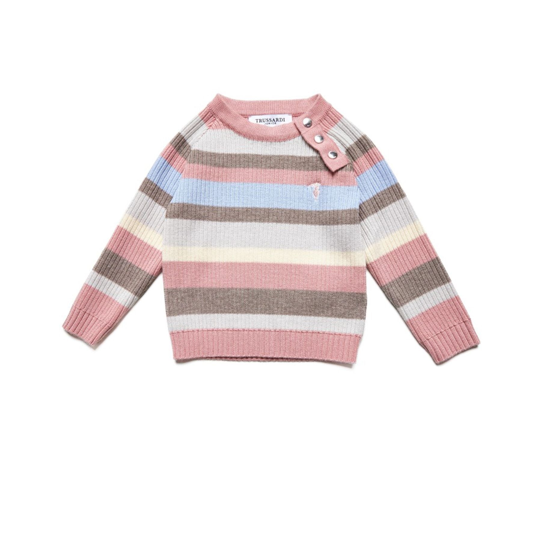 Sweater with pink striped pattern