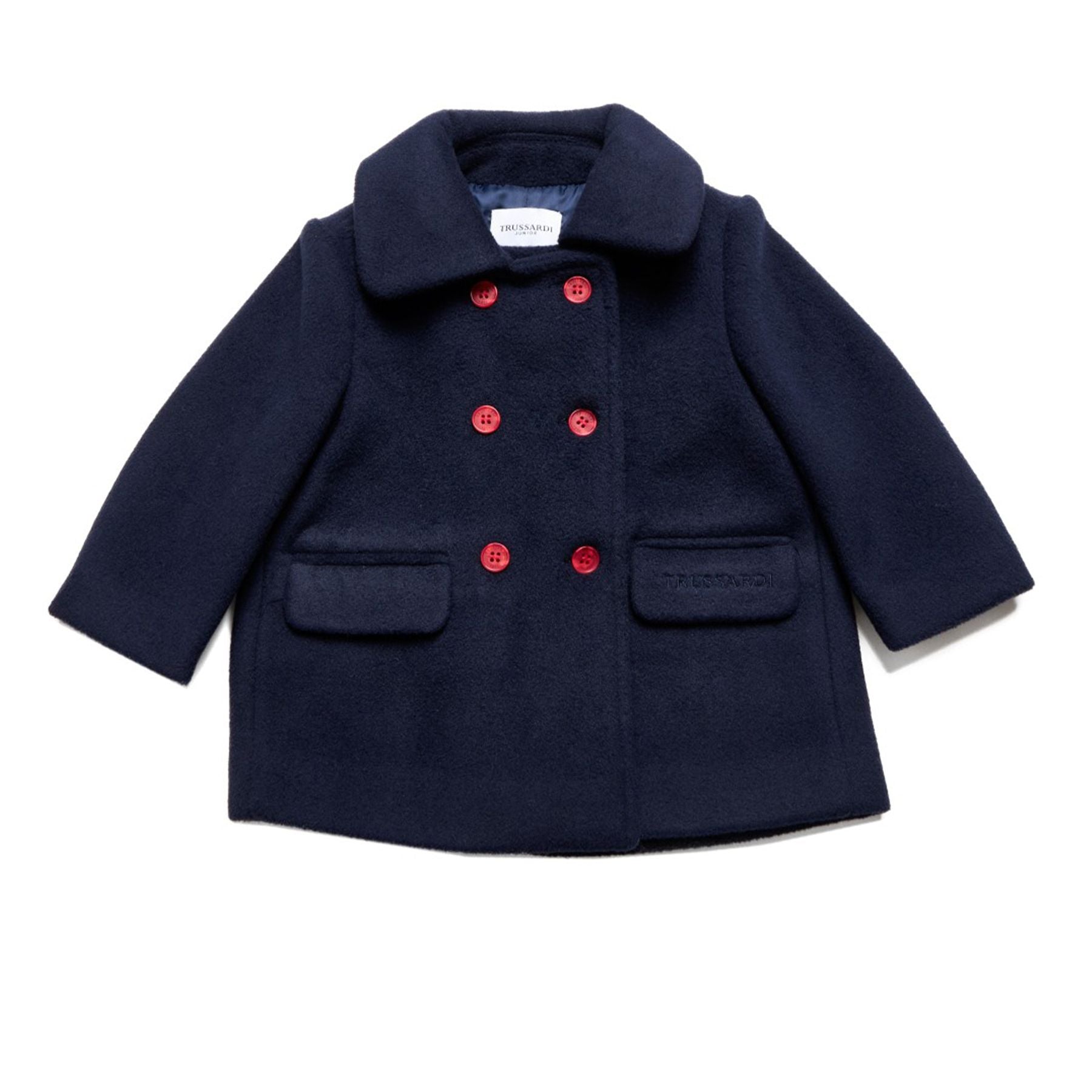 Trussardi Blue Double-Breasted Coat in Elegant Cloth