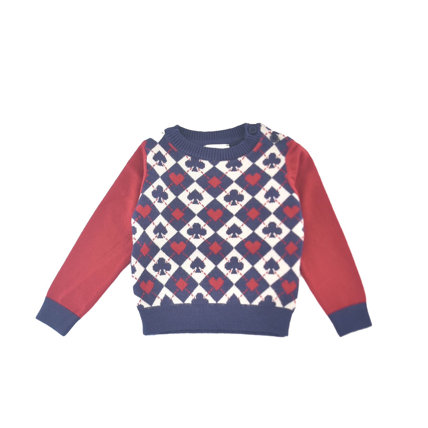 Trussardi Crew Neck Sweater with Playing Cards Pattern