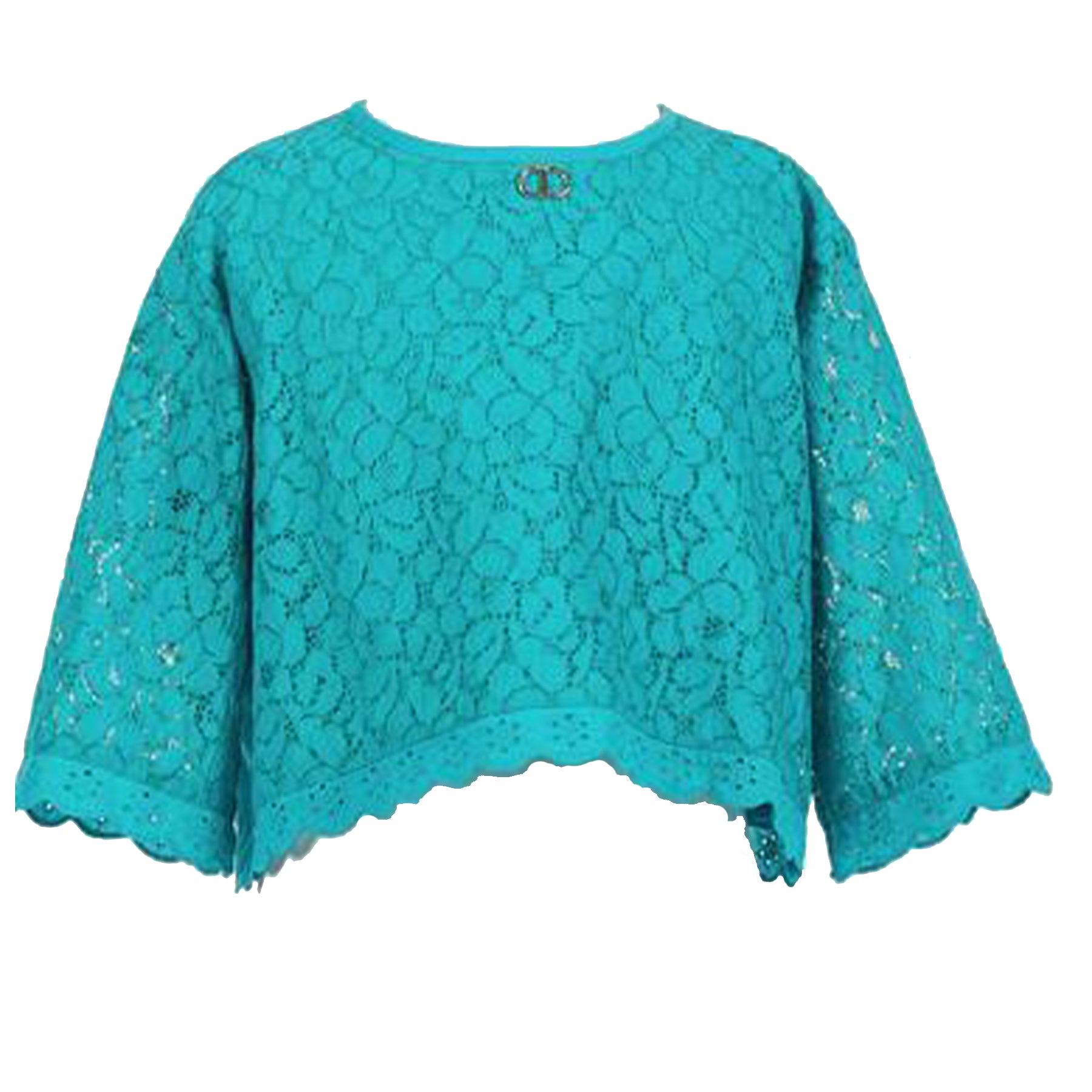 Twinset Top Lace Blouse Crew Neck with 3/4 Sleeves