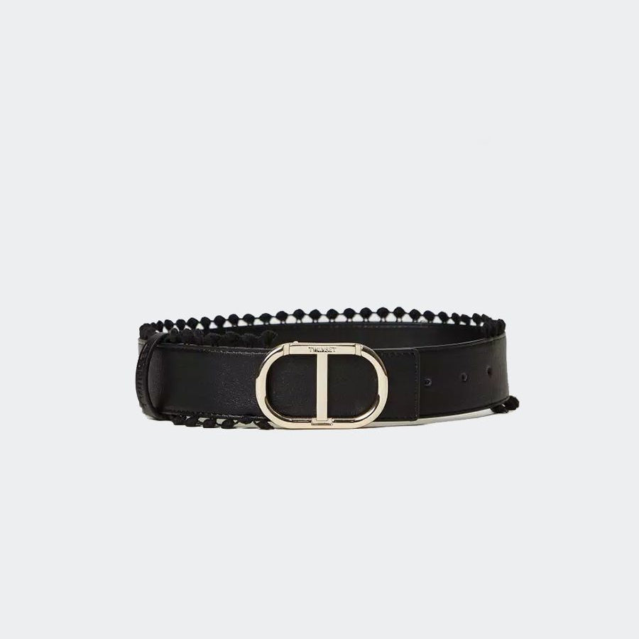 Twinset Belt with Logo and Pompom