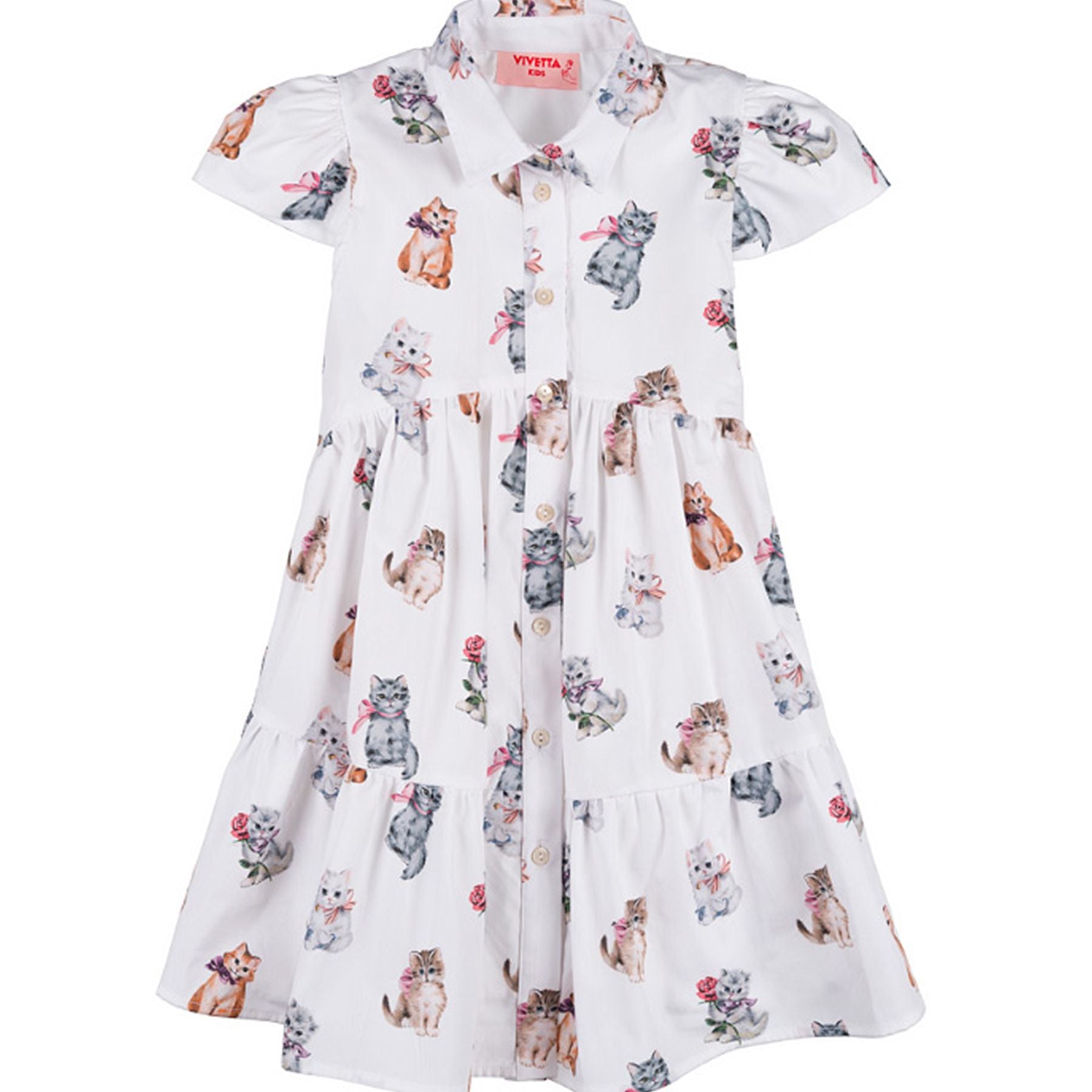 Vivetta Shirt Dress with All-Over White Cats
