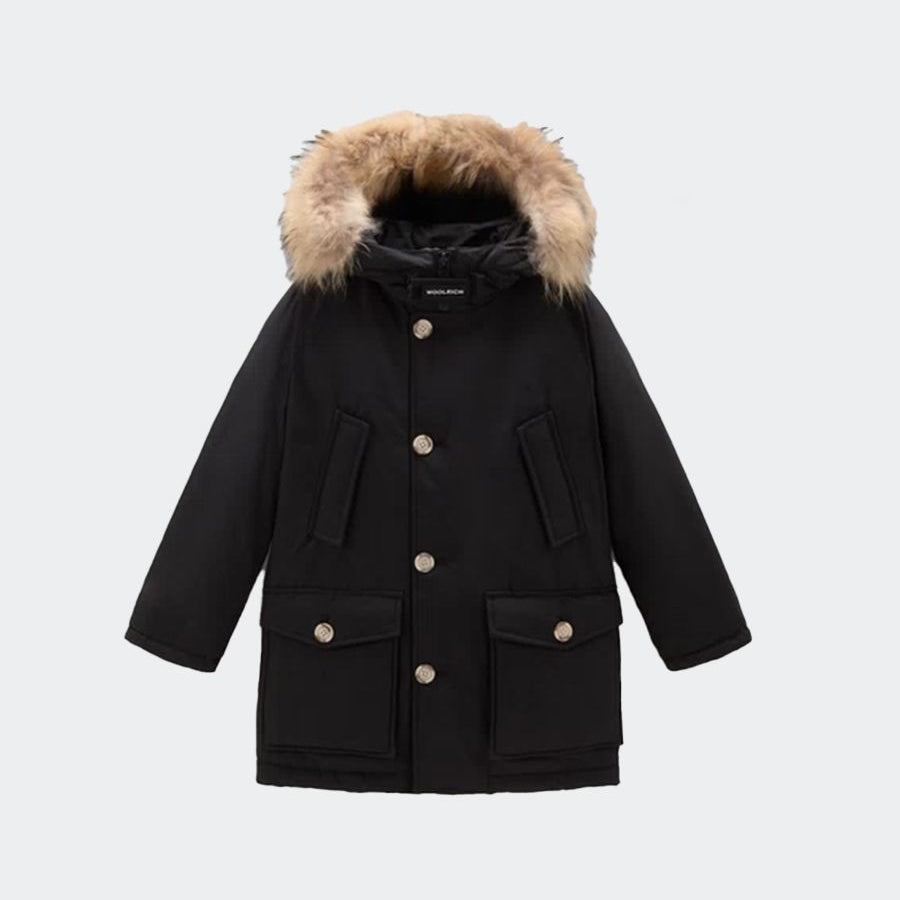 Down jacket with removable fur