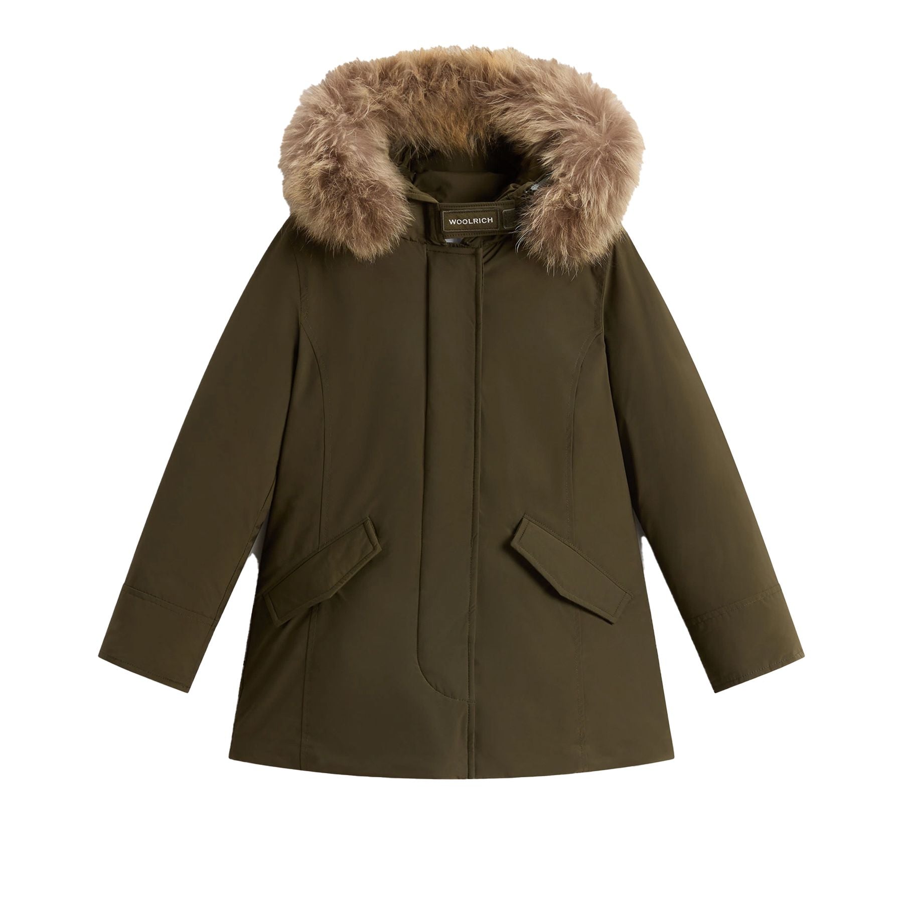 Woolrich Luxury Arctic Raccoon Parka Green Down Jacket