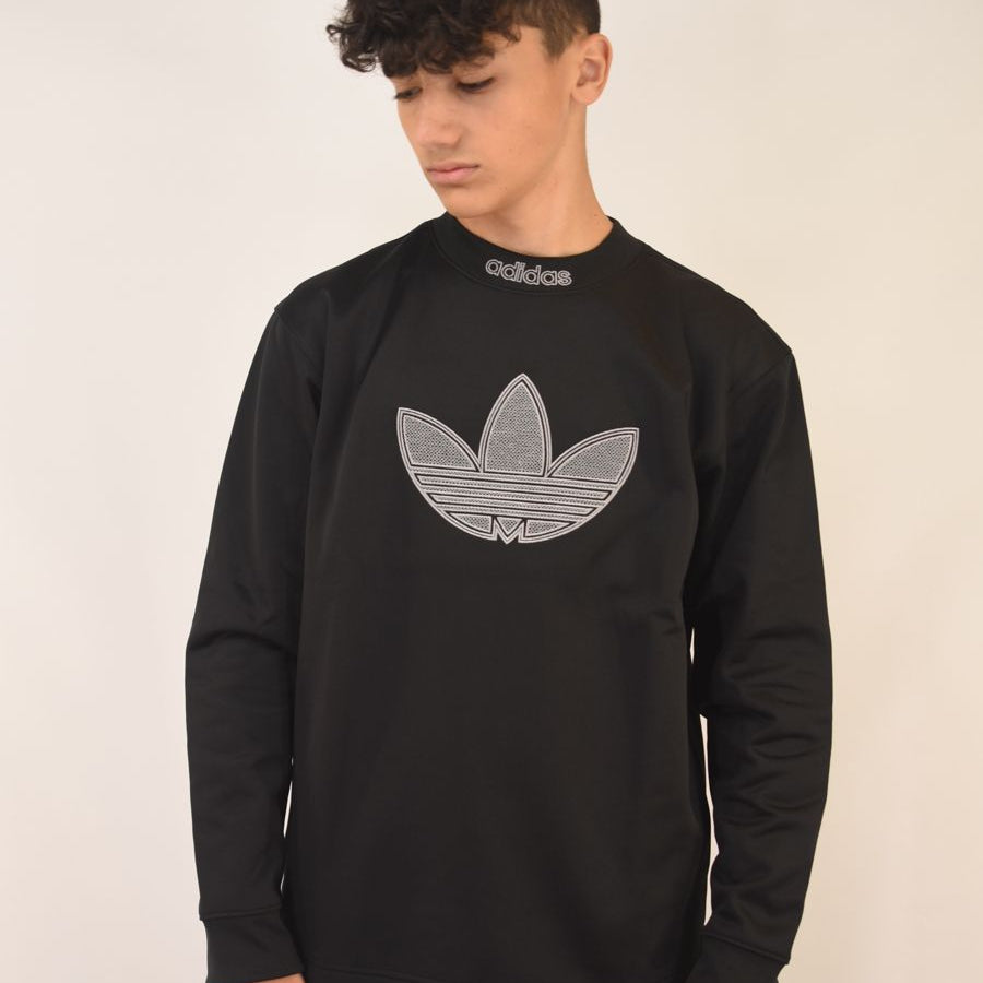 Adidas Crewneck Sweatshirt with Maxi Embroidered Logo on the Front