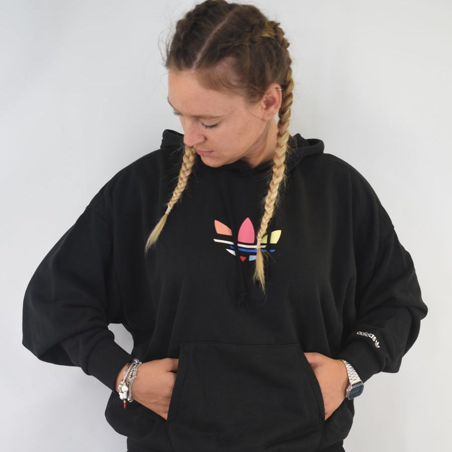 Adidas Oversized Hoodie with Multicolored Embroidered Logo on the Front