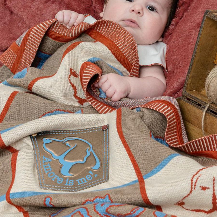 Amore is me Knitted Baby Blanket with a Dog Theme