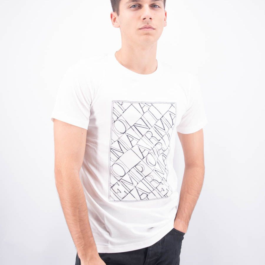 Armani Short-Sleeved T-Shirt with Maxi Emporio Print