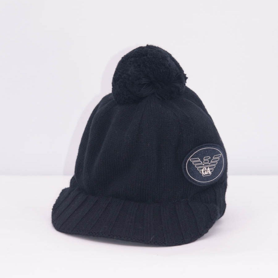 Armani Hat with Pompom and Logo Application
