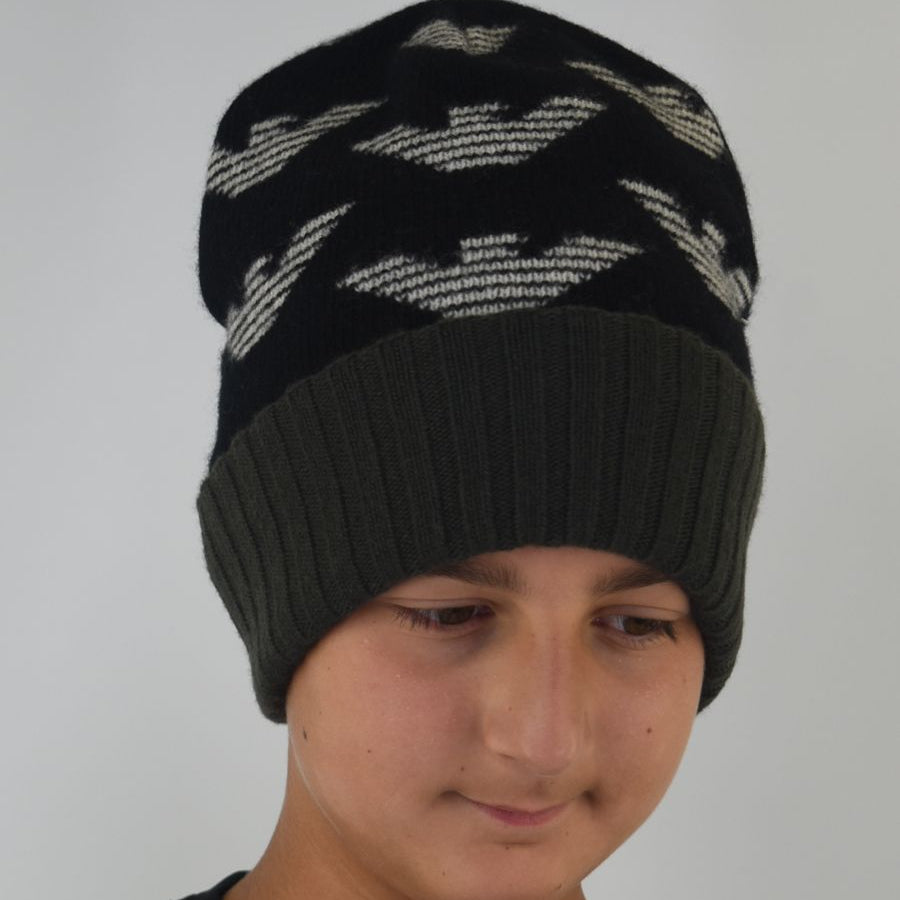 Armani Two-Tone Hat with Logo Embroidery