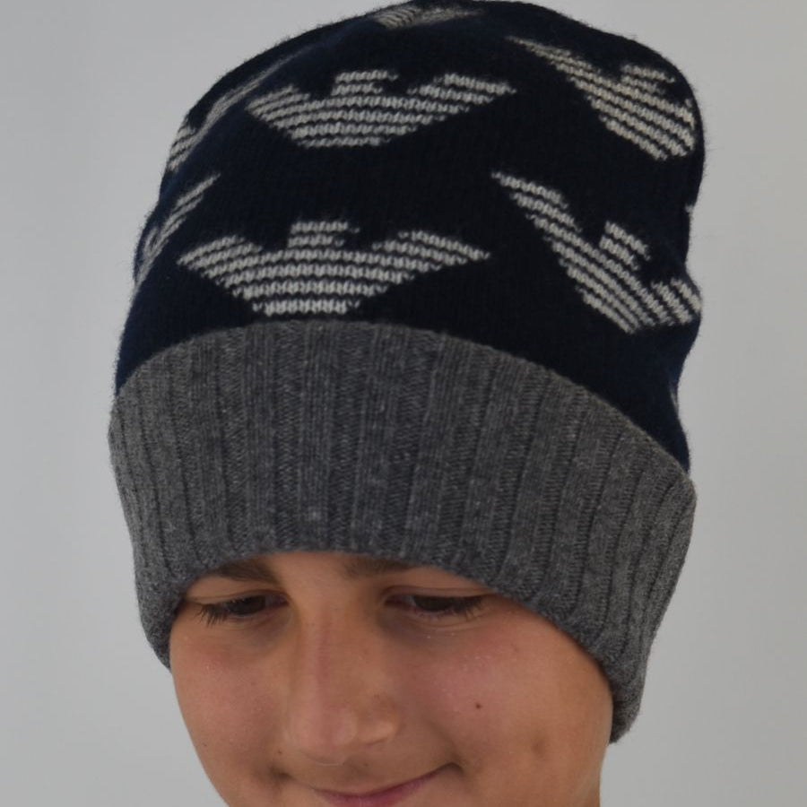 Armani Two-Tone Hat with Logo Embroidery