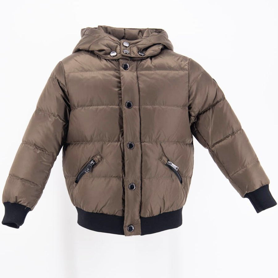 Armani Down Jacket with Removable Hood and Button Closure