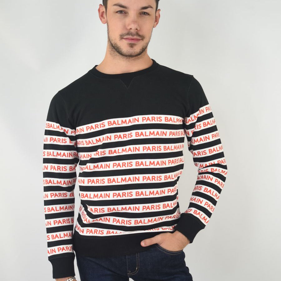 Balmain Crewneck Sweatshirt with Allover Logo Writing