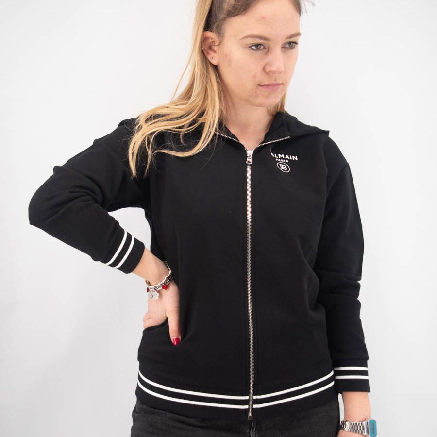 Balmain Full-Zip Hoodie with Mini Logo