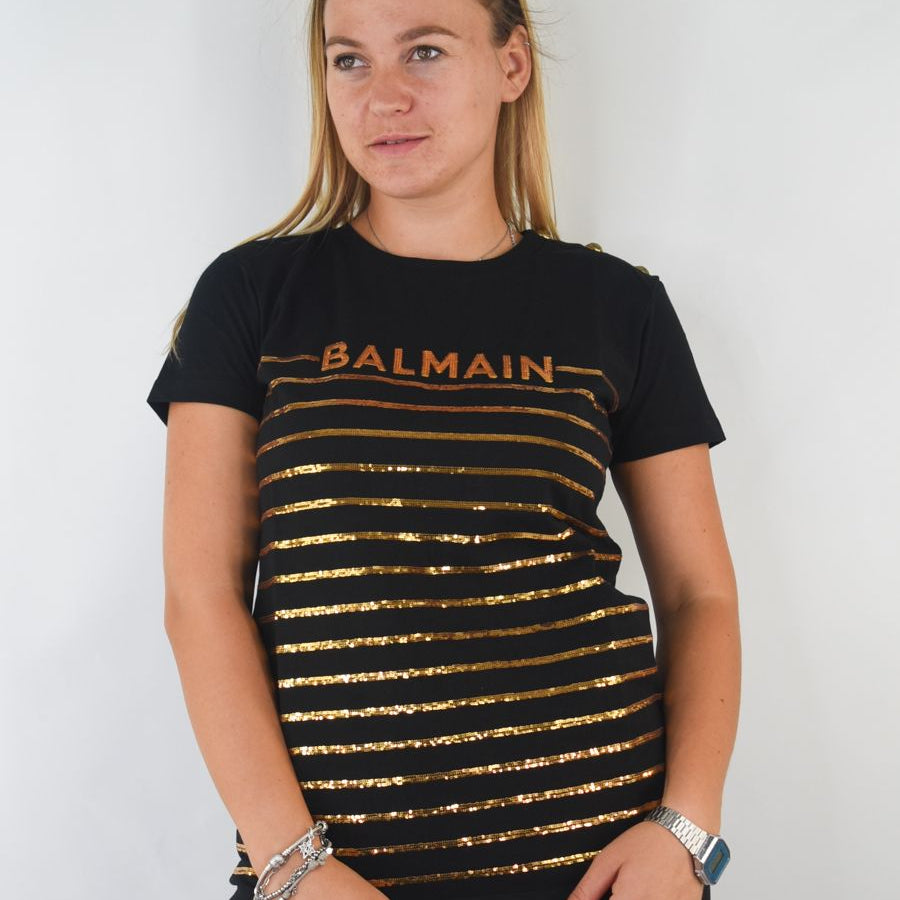 Balmain Short Sleeve T-Shirt with Appliques