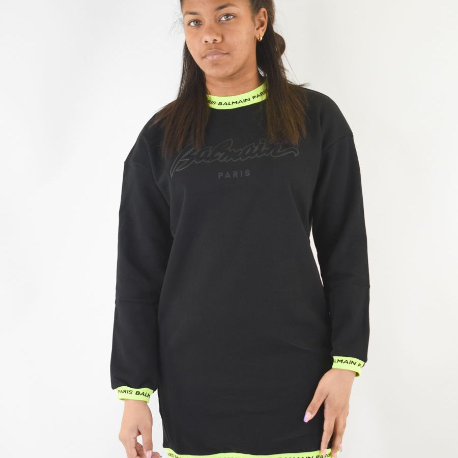 Balmain Casual Short Dress with Logo Embroidery