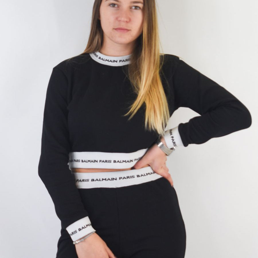 Balmain Crewneck Sweatshirt with Logo Bands