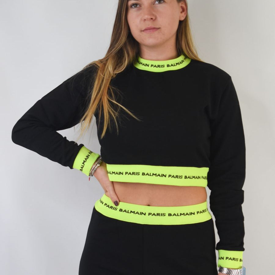 Balmain Crewneck Sweatshirt with Logo Bands