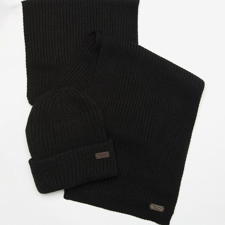 Barbour Gift Set Consisting of a Matching Ribbed Scarf and Beanie