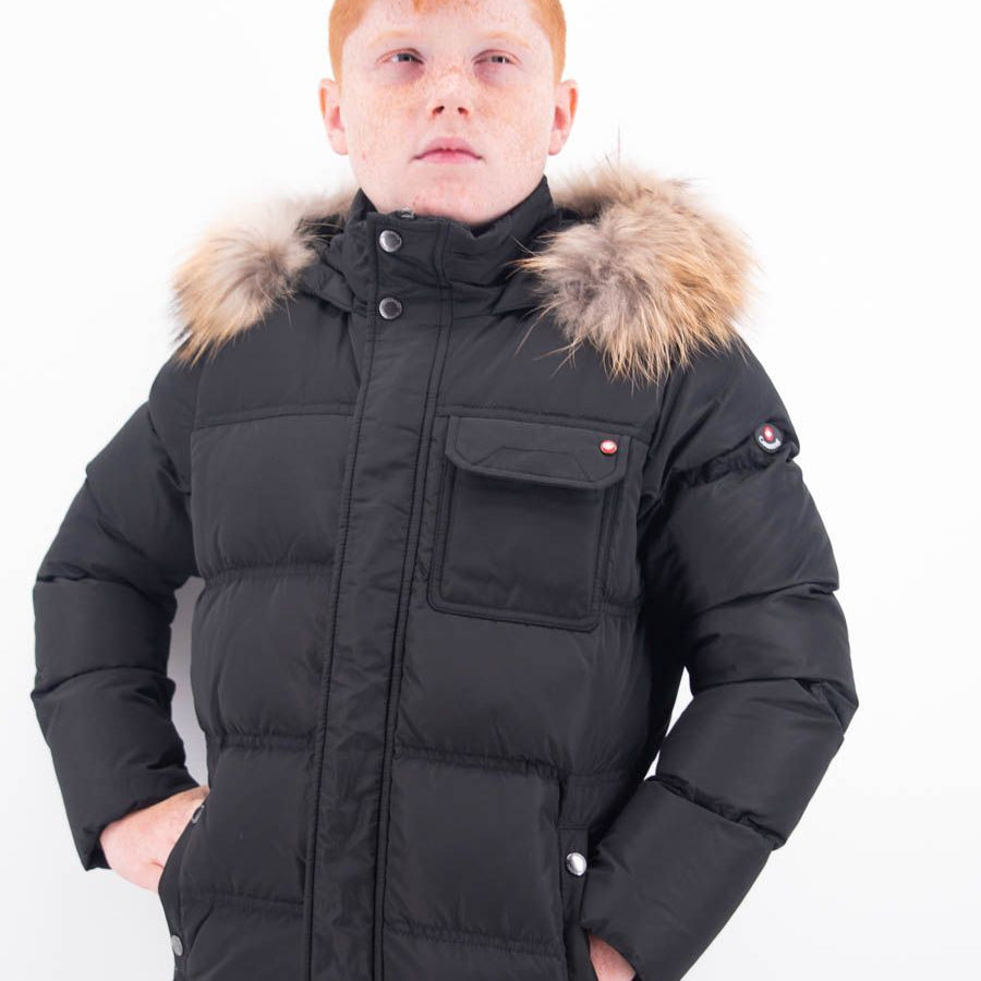 Canadiens Short Down Jacket with Fur Hood