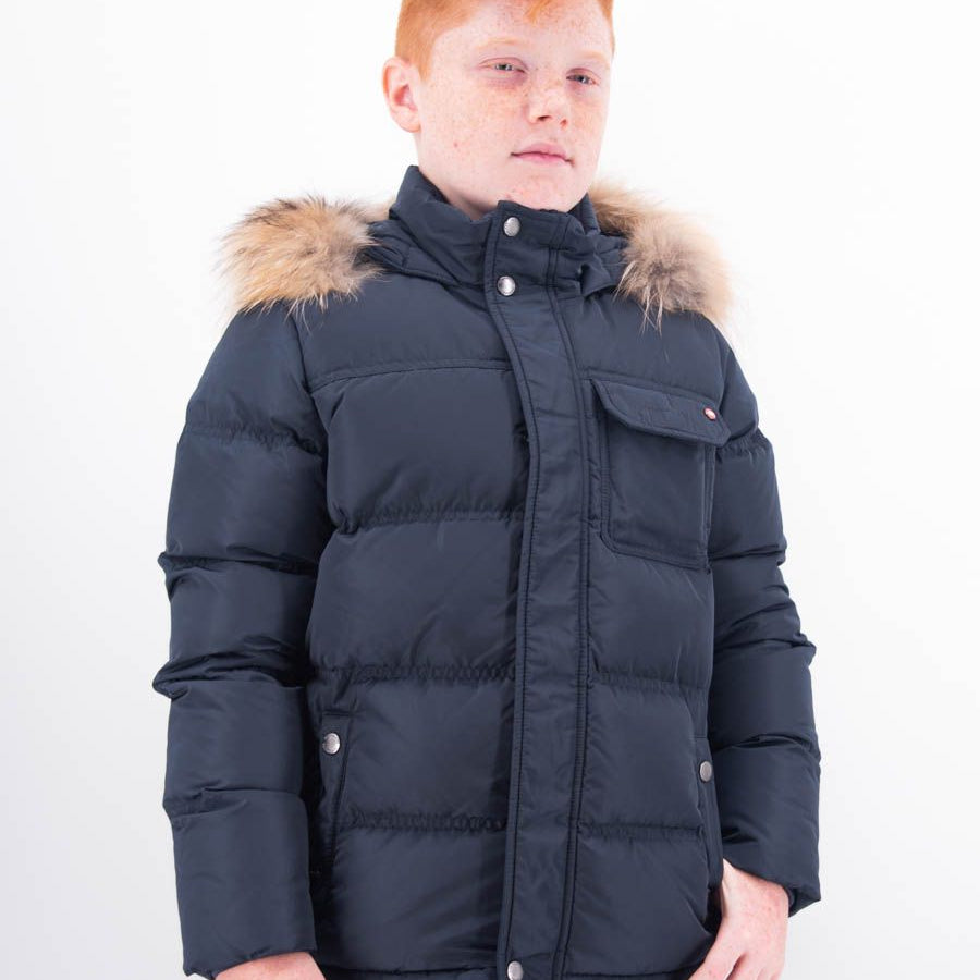 Canadiens Short Down Jacket with Fur Hood