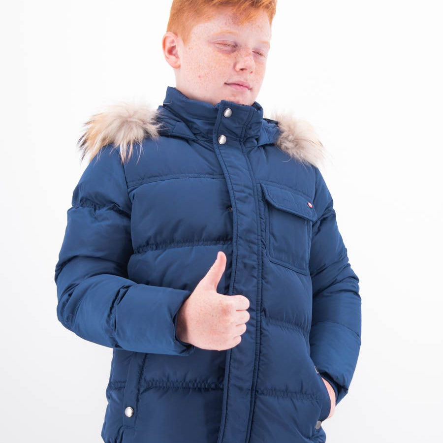 Canadiens Short Down Jacket with Fur Hood