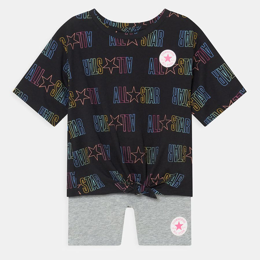 Converse Sports Set Consisting of Cropped T-Shirt and All Star Logo Print Shorts