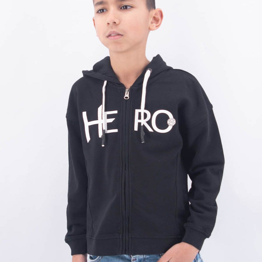Hero Boy's Full Zip Hoodie with Embossed Hero Print