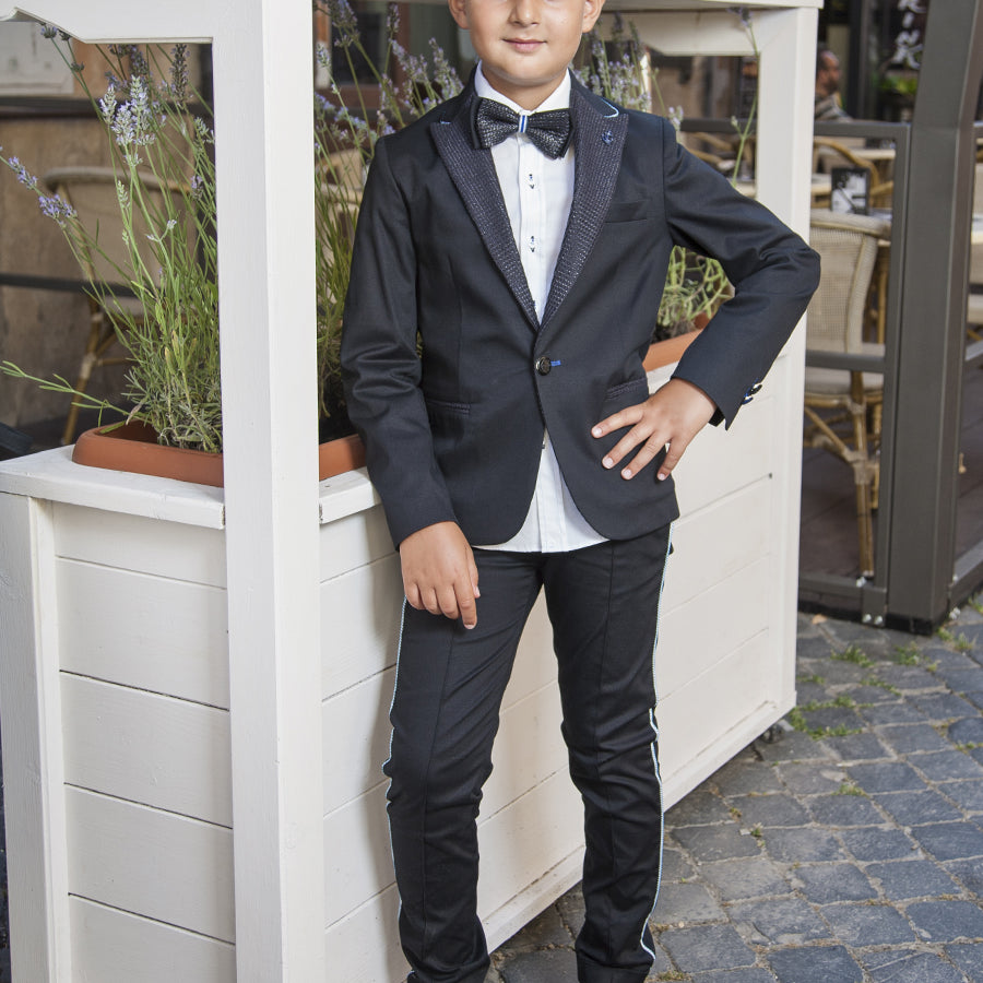 Hero Elegant Black Boat Jacket Shirt Pants Bow Tie