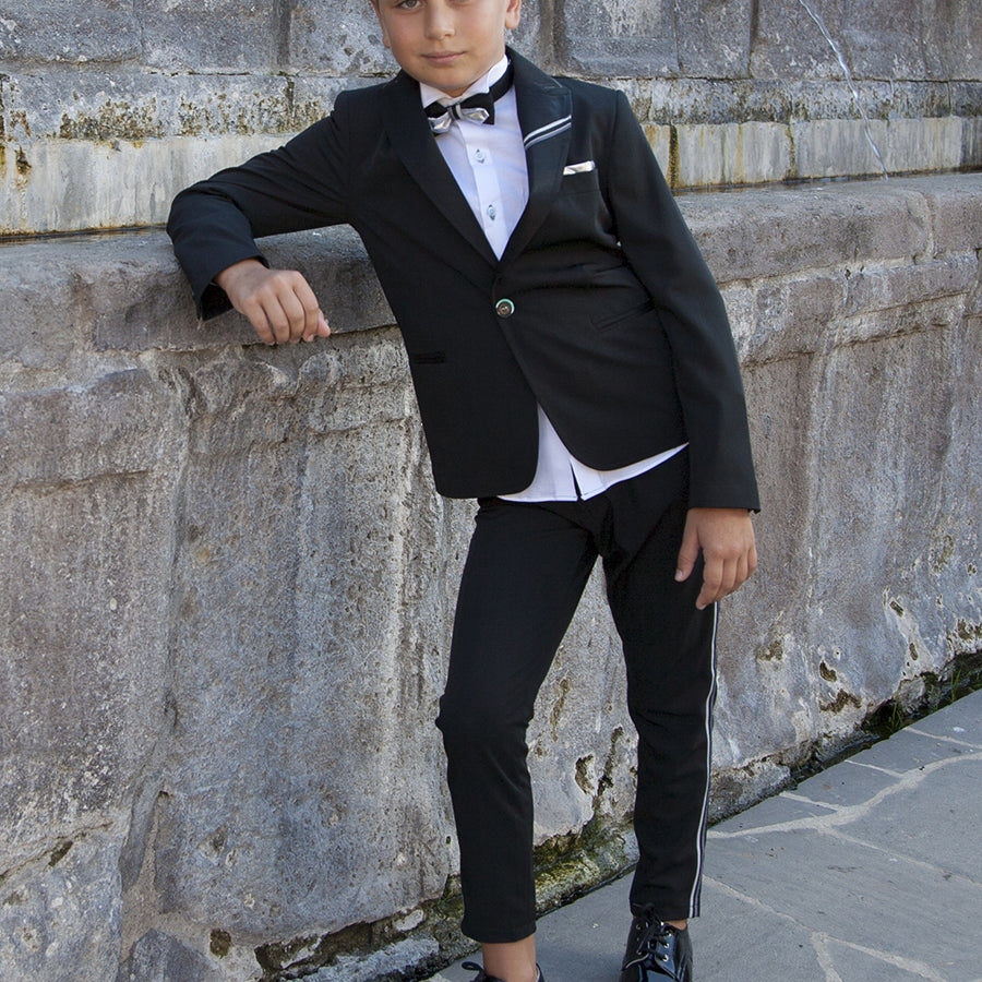 Hero Elegant Black Captain Jacket Shirt Pants Bow Tie