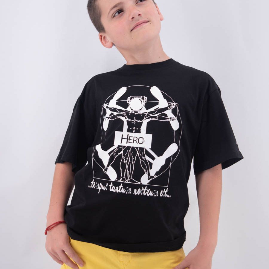 Hero T-shirt Over Fit Short Sleeve Vetruvian Print Embroidery Leet