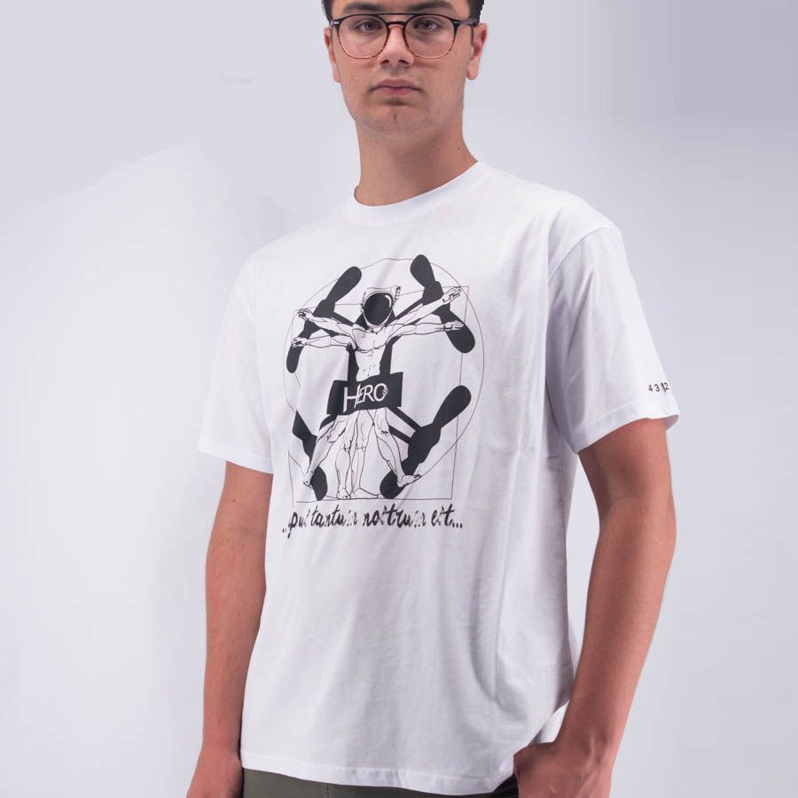 Hero T-shirt Over Fit Short Sleeve Vetruvian Print Embroidery Leet